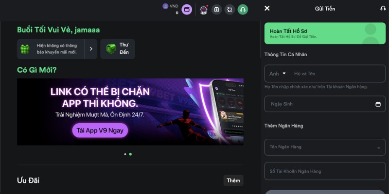 Cách nạp tiền nhanh bằng ví điện tử trên V9bet