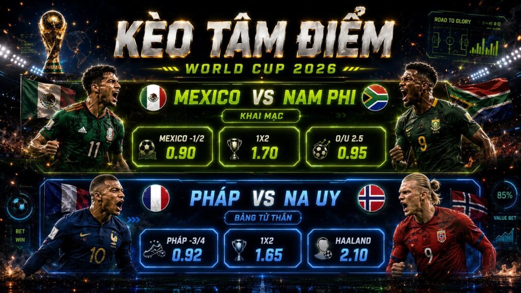 Tỷ lệ kèo các trận tâm điểm World Cup 2026 theo tỷ lệ thập phân