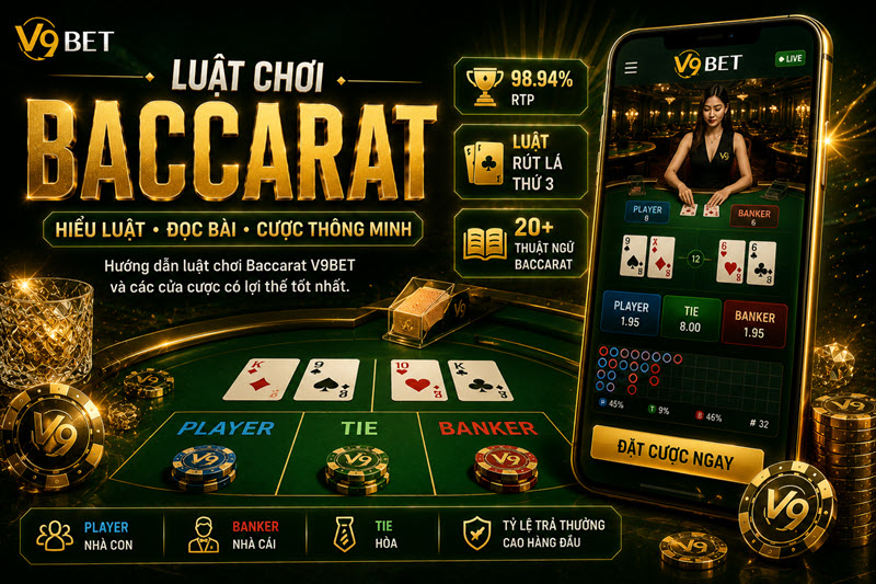 Luật chơi Baccarat V9bet & Giải mã các thuật ngữ cơ bản