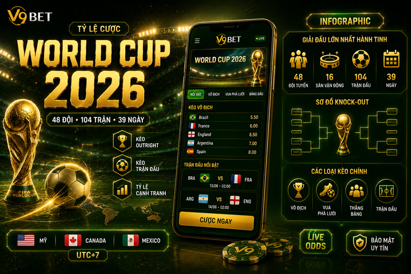 Tỷ lệ cược World Cup 2026 V9bet – Bảng kèo nhà cái và nhận định sớm