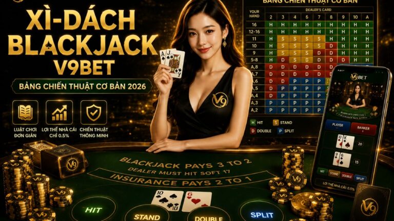 Xì-Dách Blackjack V9bet: Bảng chiến thuật cơ bản 2026